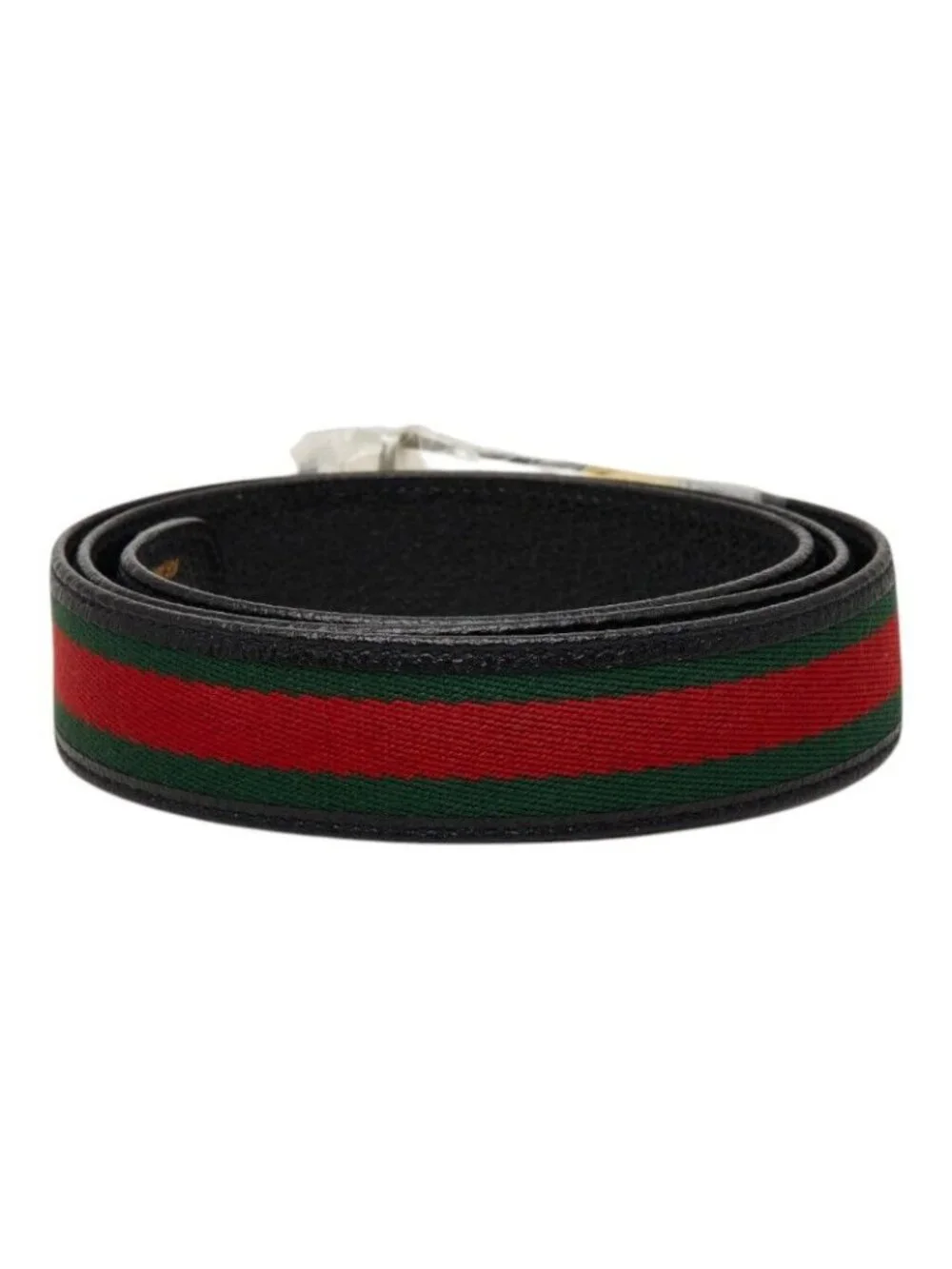 Gucci Sherry Line GG Logo Buckle Belt Black Green Red Leather